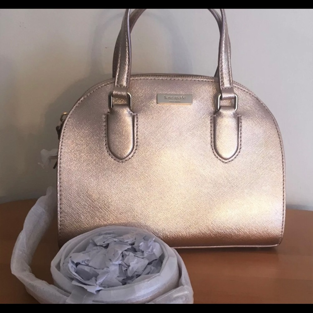 NWT Kate Spade Mini Reilly Laurel Way Rose Gold Satchel + Wallet Set - Picture 7 of 9